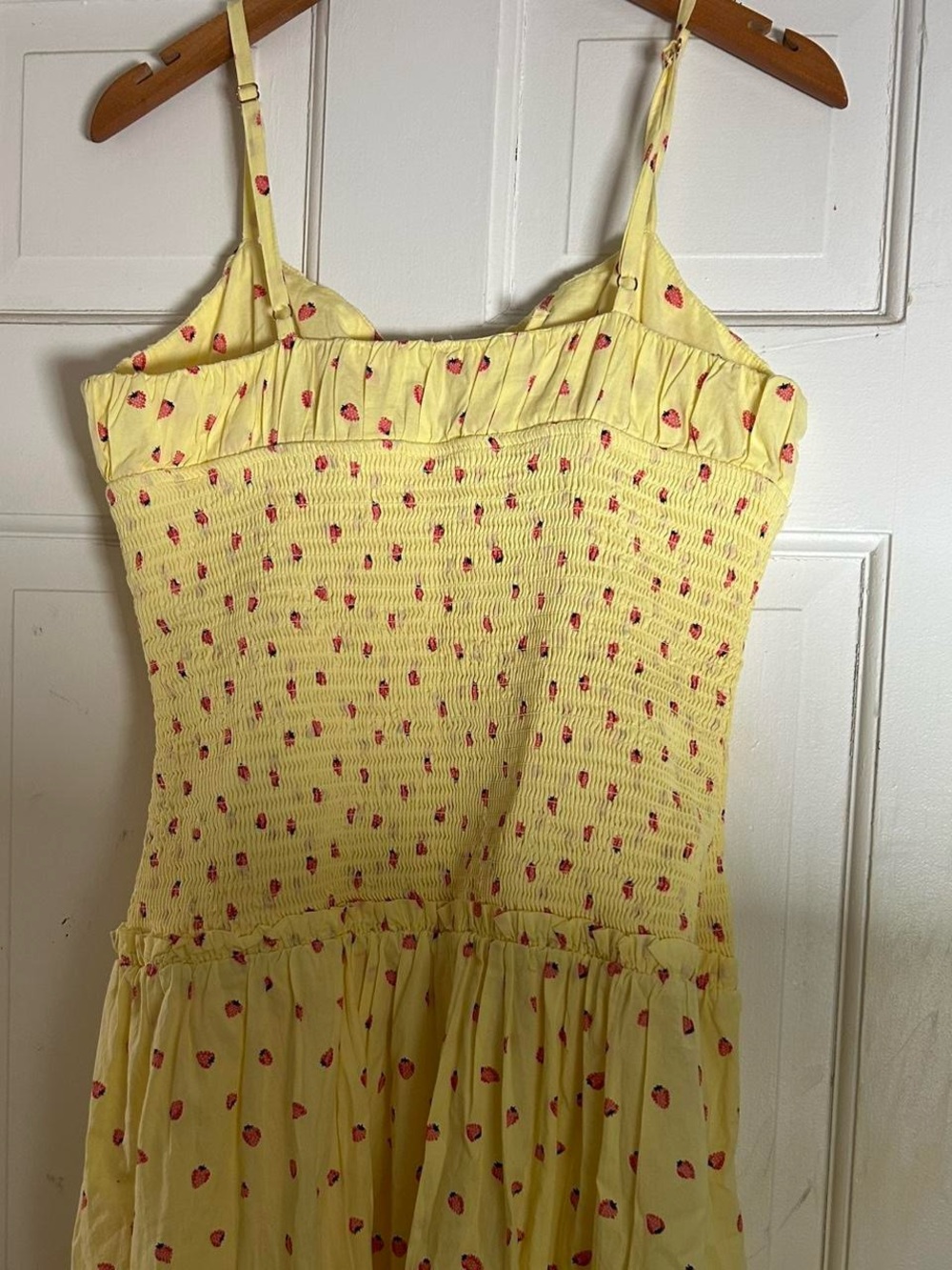 Free People Lavender Daze Yellow Strawberry Drop Waist Smocked Midi/Maxi Dress - Picture 8 of 10